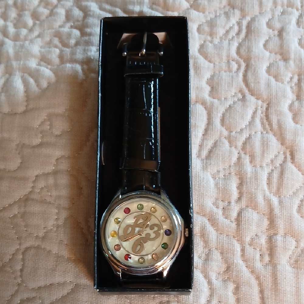 Avon Women's Watch with Black Strap and Multicolor Accents